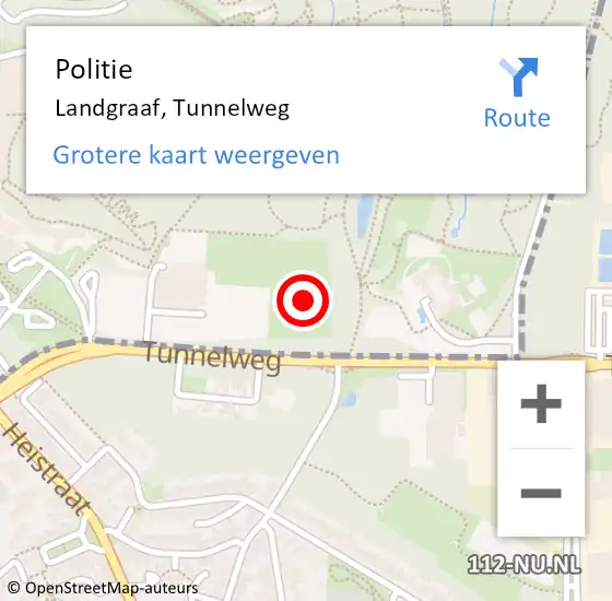 Locatie op kaart van de 112 melding: Politie Landgraaf, Tunnelweg op 16 september 2021 12:45