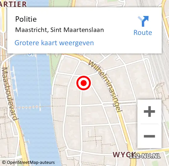 Locatie op kaart van de 112 melding: Politie Maastricht, Sint Maartenslaan op 16 september 2021 12:48