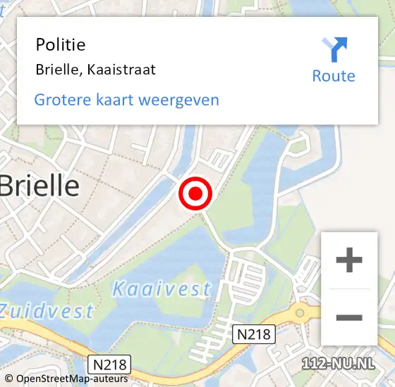 Locatie op kaart van de 112 melding: Politie Brielle, Kaaistraat op 16 september 2021 13:02