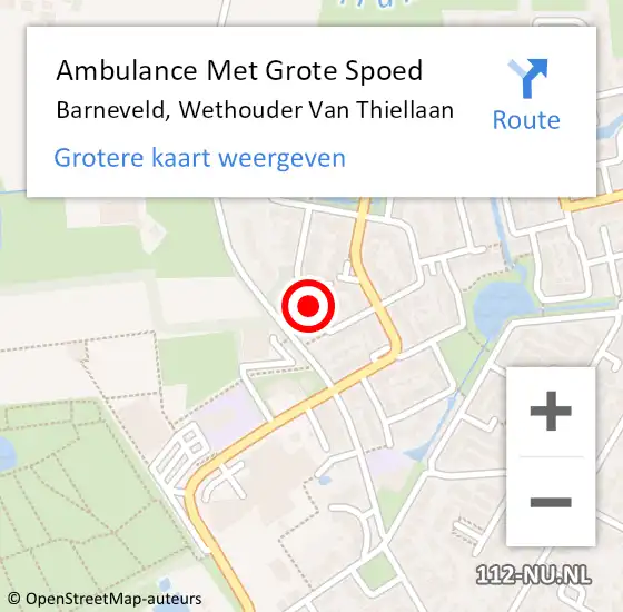 Locatie op kaart van de 112 melding: Ambulance Met Grote Spoed Naar Barneveld, Wethouder Van Thiellaan op 16 september 2021 13:03