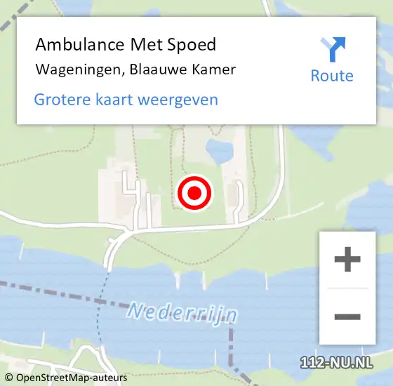 Locatie op kaart van de 112 melding: Ambulance Met Spoed Naar Wageningen, Blaauwe Kamer op 16 september 2021 13:20