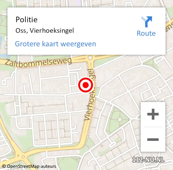 Locatie op kaart van de 112 melding: Politie Oss, Vierhoeksingel op 16 september 2021 13:25