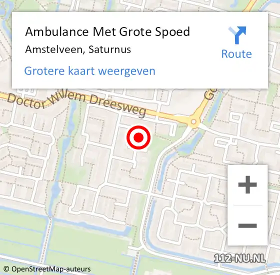 Locatie op kaart van de 112 melding: Ambulance Met Grote Spoed Naar Amstelveen, Saturnus op 16 september 2021 13:30