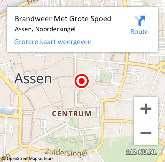 Locatie op kaart van de 112 melding: Brandweer Met Grote Spoed Naar Assen, Noordersingel op 16 september 2021 13:38