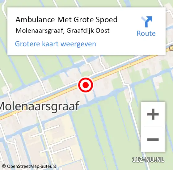 Locatie op kaart van de 112 melding: Ambulance Met Grote Spoed Naar Molenaarsgraaf, Graafdijk Oost op 23 juni 2014 09:07