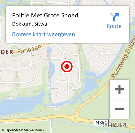 Locatie op kaart van de 112 melding: Politie Met Grote Spoed Naar Dokkum, Sitwâl op 16 september 2021 13:48