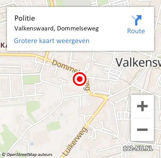 Locatie op kaart van de 112 melding: Politie Valkenswaard, Dommelseweg op 16 september 2021 14:03