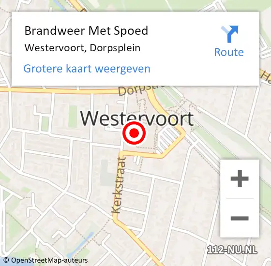 Locatie op kaart van de 112 melding: Brandweer Met Spoed Naar Westervoort, Dorpsplein op 16 september 2021 14:03