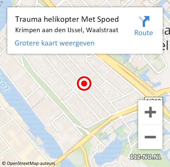 Locatie op kaart van de 112 melding: Trauma helikopter Met Spoed Naar Krimpen aan den IJssel, Waalstraat op 16 september 2021 14:14