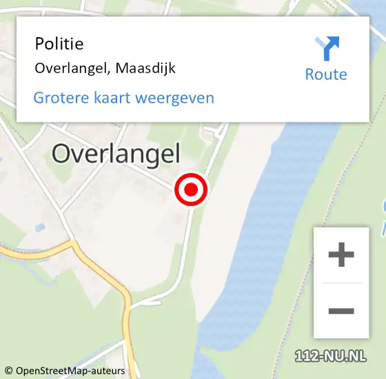 Locatie op kaart van de 112 melding: Politie Overlangel, Maasdijk op 16 september 2021 14:18
