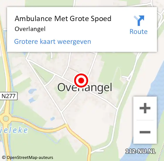 Locatie op kaart van de 112 melding: Ambulance Met Grote Spoed Naar Overlangel op 16 september 2021 14:18