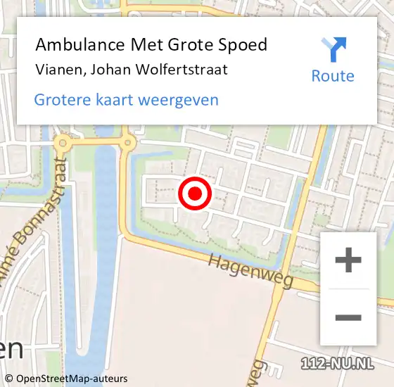 Locatie op kaart van de 112 melding: Ambulance Met Grote Spoed Naar Vianen, Johan Wolfertstraat op 23 juni 2014 09:11