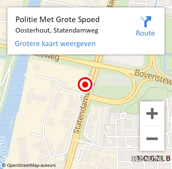 Locatie op kaart van de 112 melding: Politie Met Grote Spoed Naar Oosterhout, Statendamweg op 16 september 2021 14:27