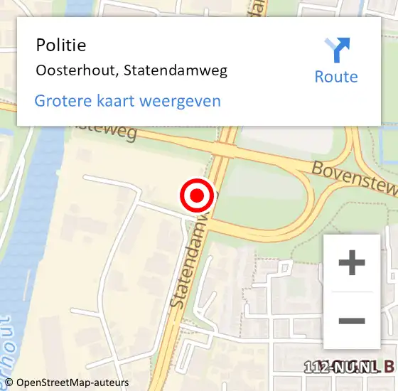 Locatie op kaart van de 112 melding: Politie Oosterhout, Statendamweg op 16 september 2021 14:27