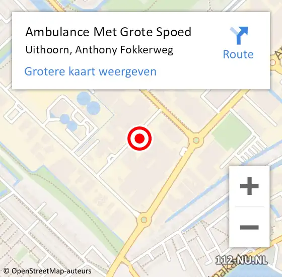 Locatie op kaart van de 112 melding: Ambulance Met Grote Spoed Naar Uithoorn, Anthony Fokkerweg op 16 september 2021 14:44