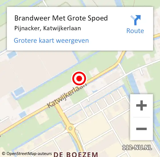 Locatie op kaart van de 112 melding: Brandweer Met Grote Spoed Naar Pijnacker, Katwijkerlaan op 16 september 2021 15:09