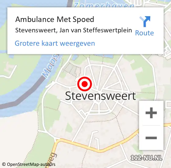 Locatie op kaart van de 112 melding: Ambulance Met Spoed Naar Stevensweert, Jan van Steffeswertplein op 16 september 2021 15:13