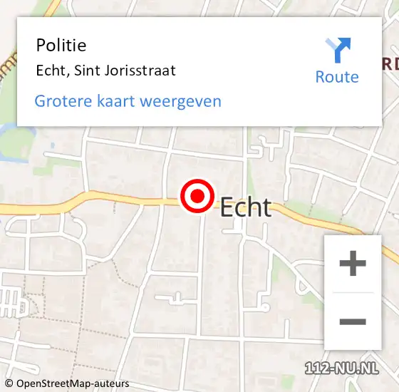 Locatie op kaart van de 112 melding: Politie Echt, Sint Jorisstraat op 16 september 2021 15:25