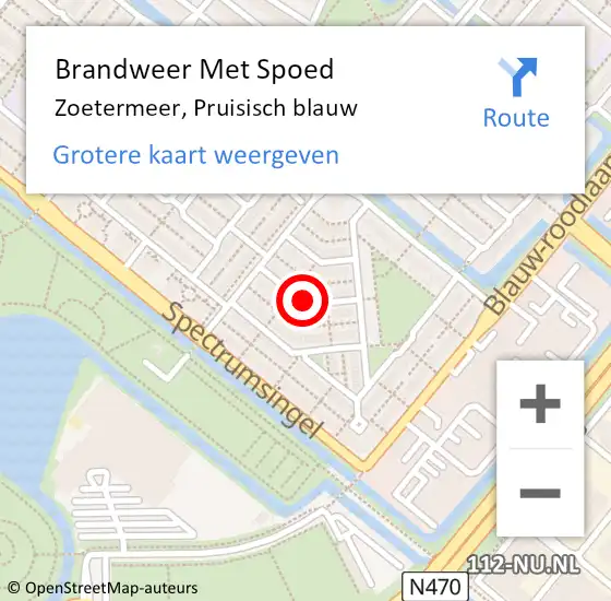 Locatie op kaart van de 112 melding: Brandweer Met Spoed Naar Zoetermeer, Pruisisch blauw op 16 september 2021 15:25