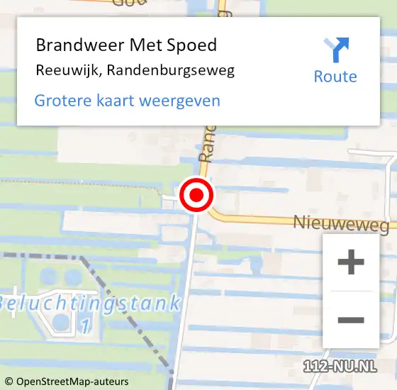 Locatie op kaart van de 112 melding: Brandweer Met Spoed Naar Reeuwijk, Randenburgseweg op 16 september 2021 15:26