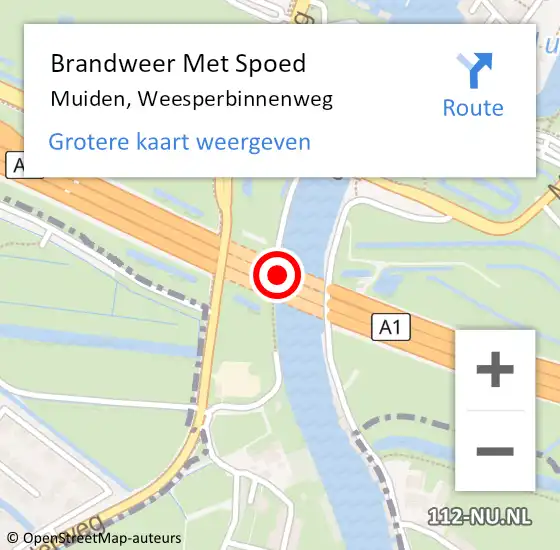 Locatie op kaart van de 112 melding: Brandweer Met Spoed Naar Muiden, Weesperbinnenweg op 16 september 2021 15:38