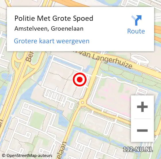 Locatie op kaart van de 112 melding: Politie Met Grote Spoed Naar Amstelveen, Groenelaan op 16 september 2021 15:47