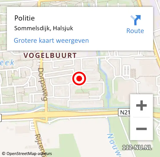 Locatie op kaart van de 112 melding: Politie Sommelsdijk, Halsjuk op 16 september 2021 15:56