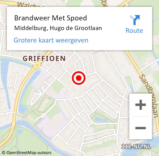 Locatie op kaart van de 112 melding: Brandweer Met Spoed Naar Middelburg, Hugo de Grootlaan op 16 september 2021 16:21