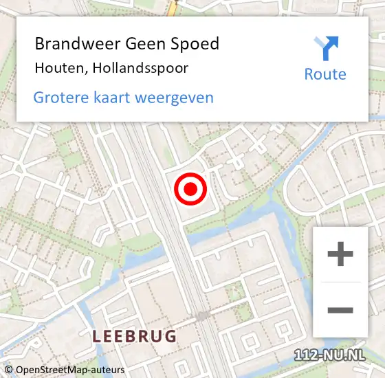 Locatie op kaart van de 112 melding: Brandweer Geen Spoed Naar Houten, Hollandsspoor op 16 september 2021 16:24