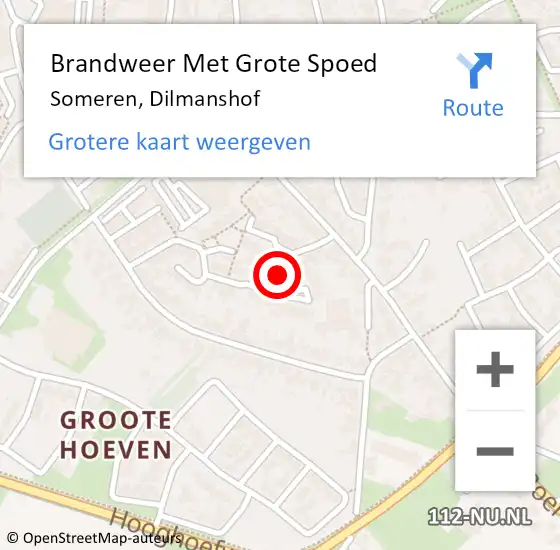 Locatie op kaart van de 112 melding: Brandweer Met Grote Spoed Naar Someren, Dilmanshof op 16 september 2021 16:40