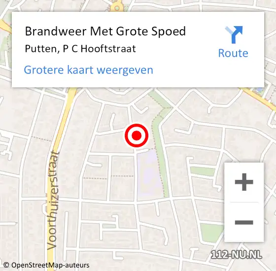 Locatie op kaart van de 112 melding: Brandweer Met Grote Spoed Naar Putten, P C Hooftstraat op 16 september 2021 16:42