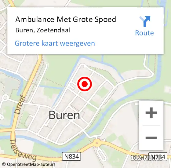 Locatie op kaart van de 112 melding: Ambulance Met Grote Spoed Naar Buren, Zoetendaal op 16 september 2021 17:59