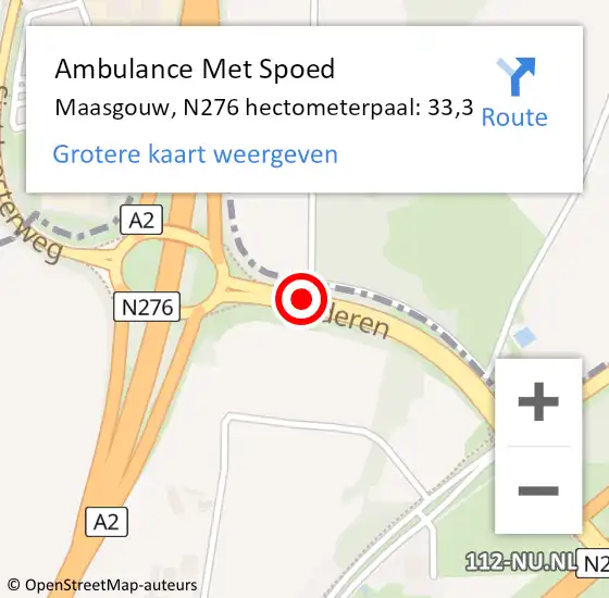 Locatie op kaart van de 112 melding: Ambulance Met Spoed Naar Maasgouw, N276 hectometerpaal: 33,3 op 16 september 2021 18:06