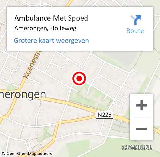 Locatie op kaart van de 112 melding: Ambulance Met Spoed Naar Amerongen, Holleweg op 16 september 2021 18:37