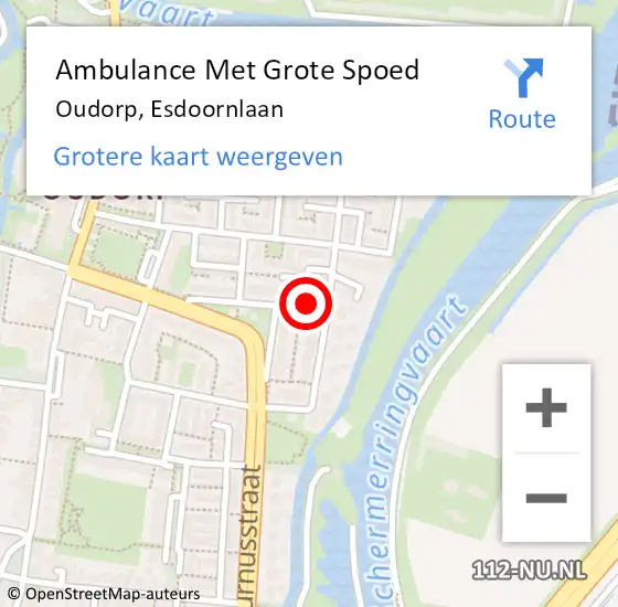 Locatie op kaart van de 112 melding: Ambulance Met Grote Spoed Naar Oudorp, Esdoornlaan op 16 september 2021 18:57