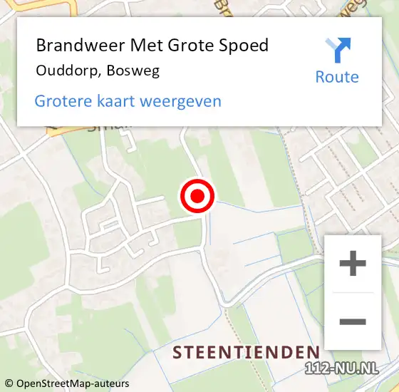 Locatie op kaart van de 112 melding: Brandweer Met Grote Spoed Naar Ouddorp, Bosweg op 16 september 2021 19:02