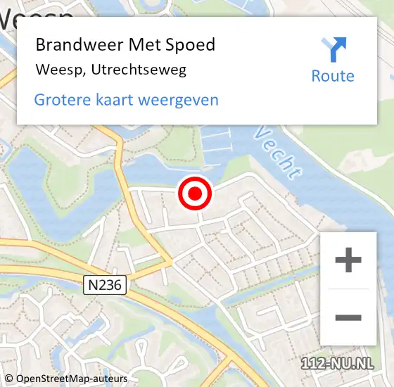 Locatie op kaart van de 112 melding: Brandweer Met Spoed Naar Weesp, Utrechtseweg op 16 september 2021 19:21