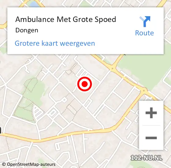 Locatie op kaart van de 112 melding: Ambulance Met Grote Spoed Naar Dongen op 16 september 2021 19:29