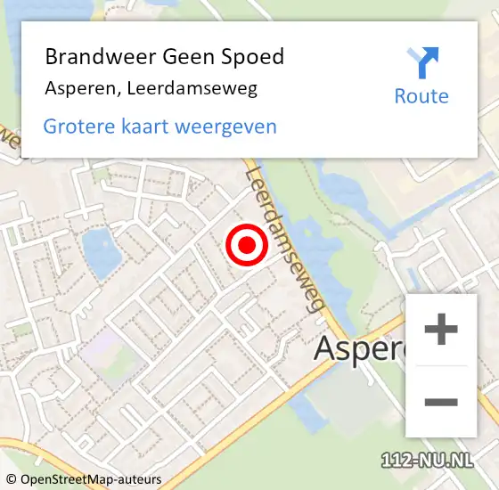 Locatie op kaart van de 112 melding: Brandweer Geen Spoed Naar Asperen, Leerdamseweg op 16 september 2021 19:35