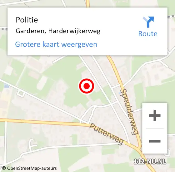 Locatie op kaart van de 112 melding: Politie Garderen, Harderwijkerweg op 16 september 2021 19:38