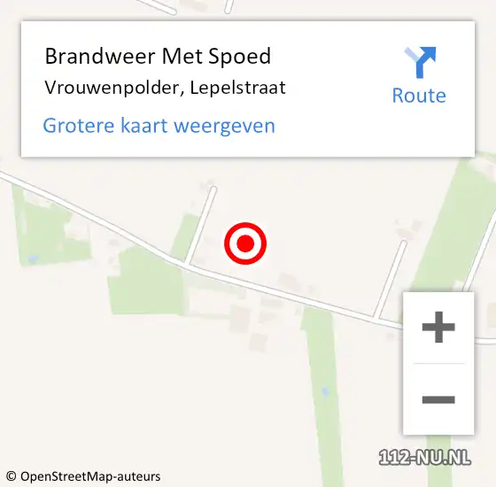 Locatie op kaart van de 112 melding: Brandweer Met Spoed Naar Vrouwenpolder, Lepelstraat op 16 september 2021 19:48