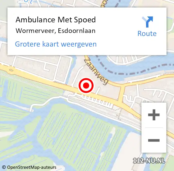 Locatie op kaart van de 112 melding: Ambulance Met Spoed Naar Wormerveer, Esdoornlaan op 16 september 2021 20:08