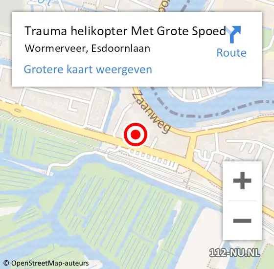 Locatie op kaart van de 112 melding: Trauma helikopter Met Grote Spoed Naar Wormerveer, Esdoornlaan op 16 september 2021 20:12