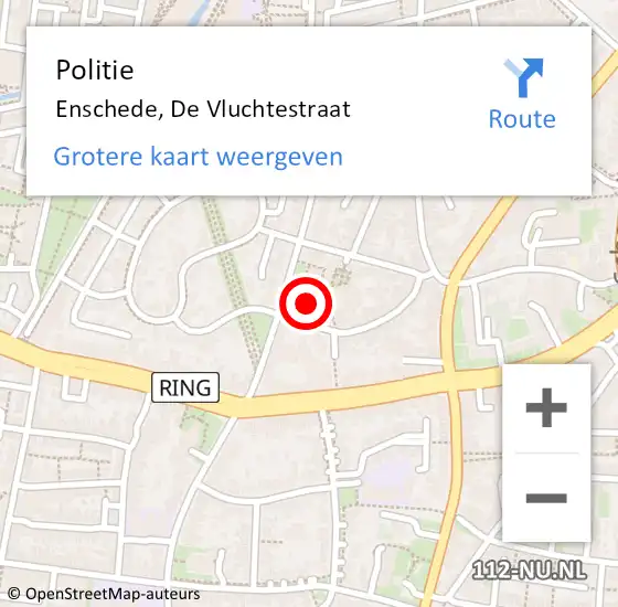 Locatie op kaart van de 112 melding: Politie Enschede, De Vluchtestraat op 16 september 2021 20:22