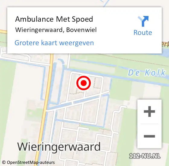 Locatie op kaart van de 112 melding: Ambulance Met Spoed Naar Wieringerwaard, Bovenwiel op 16 september 2021 20:22