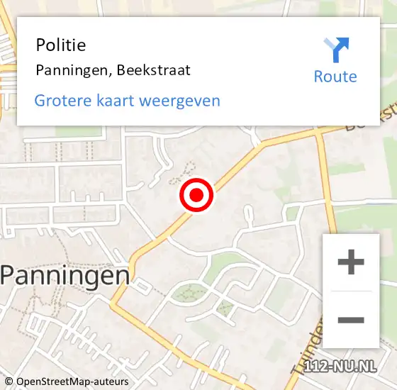 Locatie op kaart van de 112 melding: Politie Panningen, Beekstraat op 16 september 2021 20:26