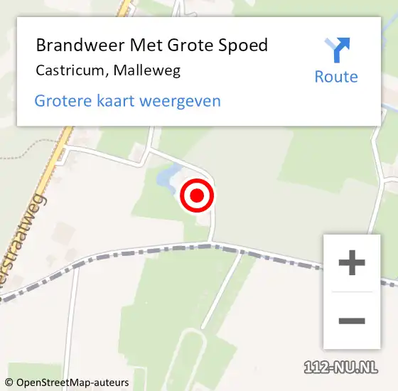 Locatie op kaart van de 112 melding: Brandweer Met Grote Spoed Naar Castricum, Malleweg op 16 september 2021 20:27