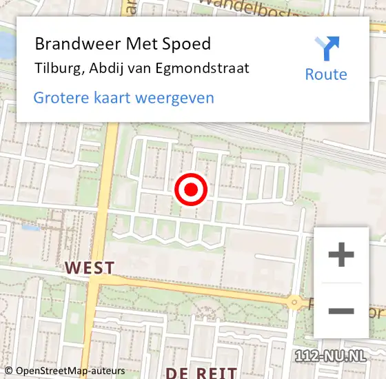 Locatie op kaart van de 112 melding: Brandweer Met Spoed Naar Tilburg, Abdij van Egmondstraat op 16 september 2021 20:32