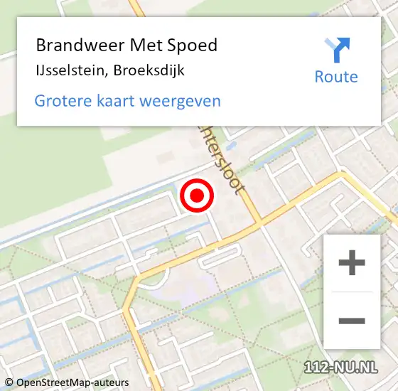 Locatie op kaart van de 112 melding: Brandweer Met Spoed Naar IJsselstein, Broeksdijk op 16 september 2021 20:53