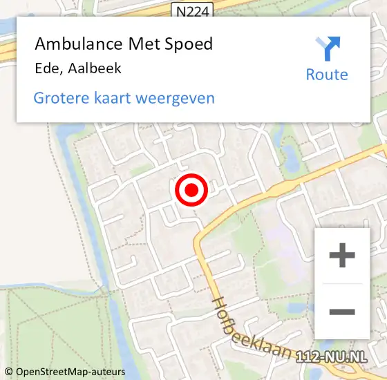 Locatie op kaart van de 112 melding: Ambulance Met Spoed Naar Ede, Aalbeek op 16 september 2021 21:16